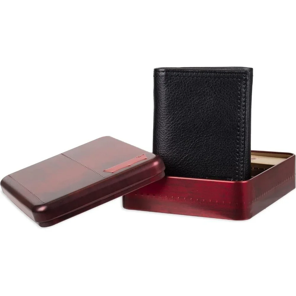 Men's Noir Black Wallet Style Includes Window Credit Card Holder Designed